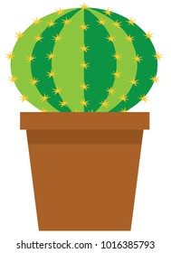 vector illustration of a cute cartoon cactus in pot isolated on white background