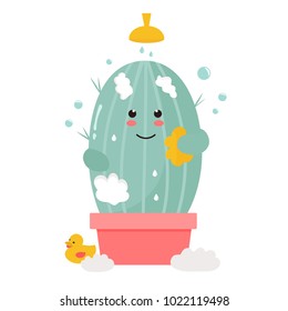 Vector illustration of cute cartoon cactus