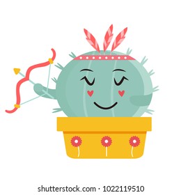 Vector illustration of cute cartoon cactus