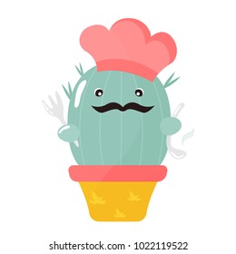 Vector illustration of cute cartoon cactus