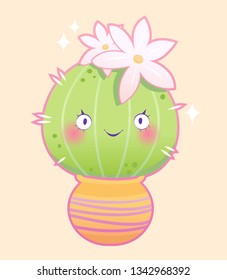 vector illustration of cute cartoon cactus