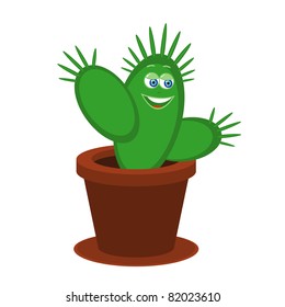 Vector illustration of cute cartoon cactus
