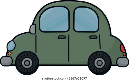 A vector illustration of a cute cartoon car