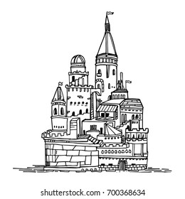 Vector illustration. Cute cartoon castle