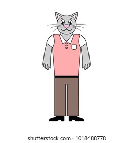 Vector illustration cute cartoon cat man