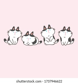 Vector Illustration Cute Cartoon Cat Characters Stock Vector (Royalty ...