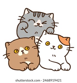 Vector Illustration of Cute Cartoon Cat Pile on Isolated Background