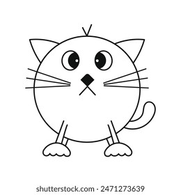 Vector Illustration of Cute Cartoon Cat on Isolated Background
