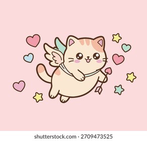 Ilustración vectorial de lindos personajes de gatos de dibujos animados sobre fondo aislado. Ilustración vectorial dibujada a mano. 