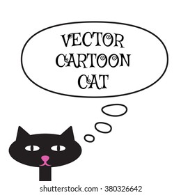 Vector illustration of cute cartoon cat with speech bubble
