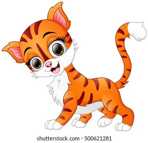 Vector illustration of Cute cartoon cat smiling 
