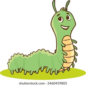 Vector illustration of cute cartoon caterpillar