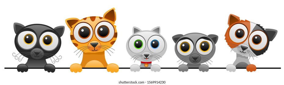 vector illustration of cute cartoon cats series