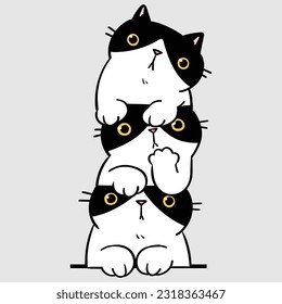 Vector Illustration of Cute Cartoon Cats Design on Isolated Background