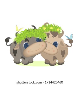 Vector illustration with cute cartoon caw on white background. Isolated.