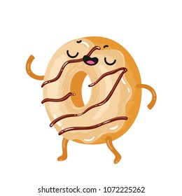 Vector illustration of a cute cartoon character donut. The image is suitable for postcards, posters, decorating bakery and so on.