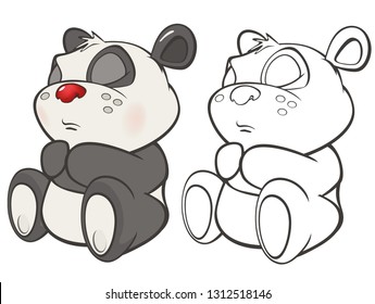 Vector Illustration of a Cute Cartoon Character Panda for you Design and Computer Game. Coloring Book Outline Set 