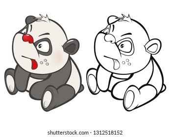 Vector Illustration of a Cute Cartoon Character Panda for you Design and Computer Game. Coloring Book Outline Set 