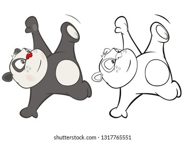 Vector Illustration of a Cute Cartoon Character Panda for you Design and Computer Game. Coloring Book Outline Set 