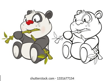 Vector Illustration of a Cute Cartoon Character Panda for you Design and Computer Game. Coloring Book Outline Set 