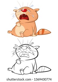 Vector Illustration of a Cute Cartoon Character Cat for you Design and Computer Game. Coloring Book Outline Set 