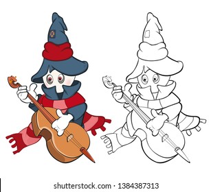 Vector Illustration of a Cute Cartoon Character Ghost for you Design and Computer Game. Coloring Book Outline Set 