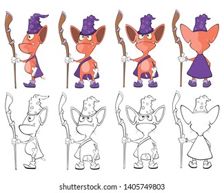 Vector Illustration of a Cute Cartoon Character  Monster for you Design and Computer Game. Coloring Book Outline Set 