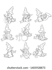 Vector Illustration of a Cute Cartoon Character Ghost for you Design and Computer Game. Coloring Book Outline Set 