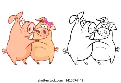 Ilustração vetorial de um gato de personagens de desenhos animados bonito para você Design e Jogo de Computador. Conjunto de Contorno do Livro de Cores 