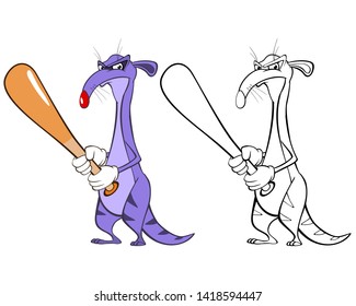 Vector Illustration of a Cute Cartoon Character Mongoose for you Design and Computer Game. Coloring Book Outline Set 