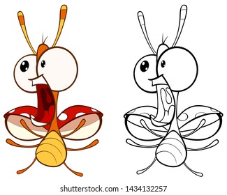Vector Illustration of a Cute Cartoon Character Ladybird for you Design and Computer Game. Coloring Book Outline Set 