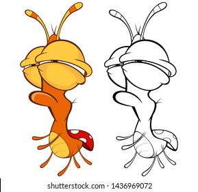 Vector Illustration of a Cute Cartoon Character Ladybird for you Design and Computer Game. Coloring Book Outline Set 