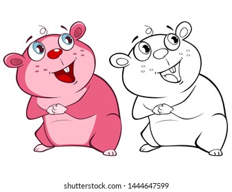 Vector Illustration of a Cute Cartoon Character Guinea Pig  for you Design and Computer Game. Coloring Book Outline Set 