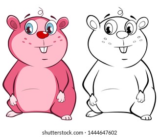 Vector Illustration of a Cute Cartoon Character Guinea Pig  for you Design and Computer Game. Coloring Book Outline Set 