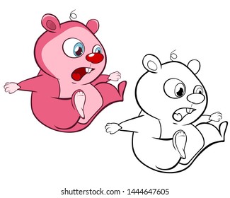 Vector Illustration of a Cute Cartoon Character Guinea Pig  for you Design and Computer Game. Coloring Book Outline Set 