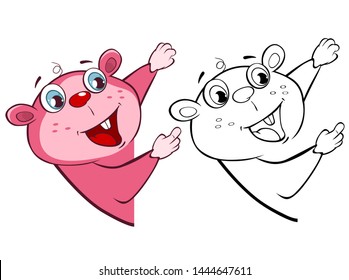 Vector Illustration of a Cute Cartoon Character Guinea Pig  for you Design and Computer Game. Coloring Book Outline Set 
