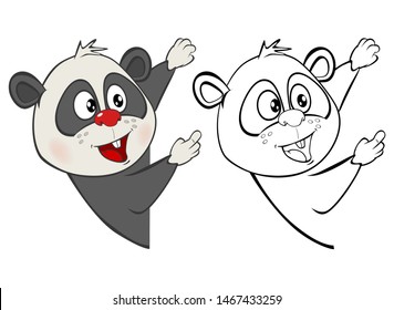 Vector Illustration of a Cute Cartoon Character Panda for you Design and Computer Game. Coloring Book Outline Set 