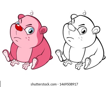 Vector Illustration of a Cute Cartoon Character Guinea Pig  for you Design and Computer Game. Coloring Book 