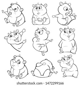 Vector Illustration of a Cute Cartoon Character Guinea Pig  for you Design and Computer Game. Coloring Book 