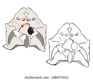 Vector Illustration of a Cute Cartoon Character Ghost for you Design and Computer Game. Coloring Book Outline Set 
