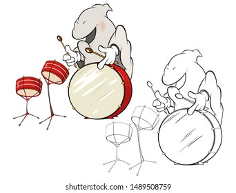 Vector Illustration of a Cute Cartoon Character Ghost for you Design and Computer Game. Coloring Book Outline Set 