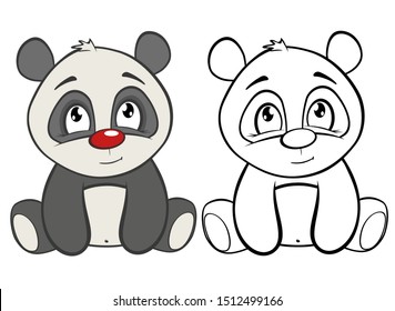 Vector Illustration of a Cute Cartoon Character Panda for you Design and Computer Game. Coloring Book Outline Set 