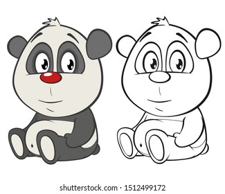 Vector Illustration of a Cute Cartoon Character Panda for you Design and Computer Game. Coloring Book Outline Set 