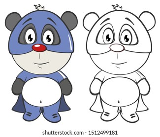 Vector Illustration of a Cute Cartoon Character Panda for you Design and Computer Game. Coloring Book Outline Set 