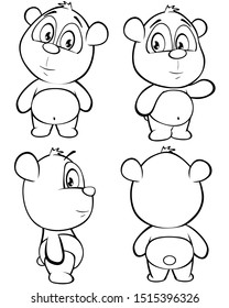 Vector Illustration of a Cute Cartoon Character Panda for you Design and Computer Game. Coloring Book Outline Set 