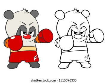Vector Illustration of a Cute Cartoon Character Panda for you Design and Computer Game. Coloring Book Outline Set 