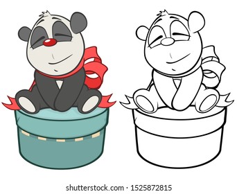 Vector Illustration of a Cute Cartoon Character Panda for you Design and Computer Game. Coloring Book Outline Set 