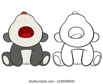 Vector Illustration of a Cute Cartoon Character Panda for you Design and Computer Game. Coloring Book Outline Set 