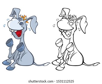 Vector Illustration of a Cute Cartoon Character Burro for you Design and Computer Game. Coloring Book Outline Set 