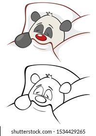 Vector Illustration of a Cute Cartoon Character Panda for you Design and Computer Game. Coloring Book Outline Set 